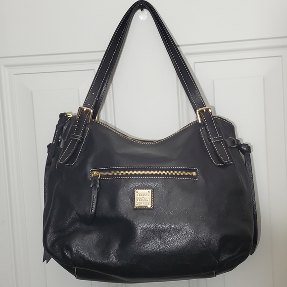 Dooney & Bourke Handbags - Dooney And Bourke Large Black Pebbled Leather Nina Shoulder Bag
